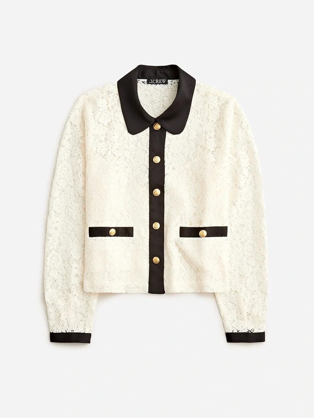 J. Crew Cream Lady shirt-jacket in lace